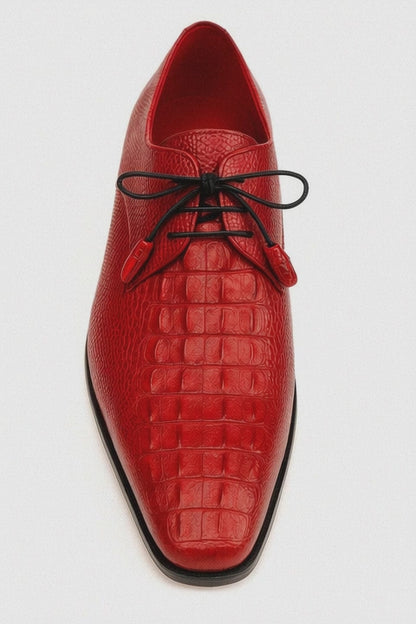 Marco Di Milano Merida Red Oxfords Lizard & Caiman Crocodile Shoes