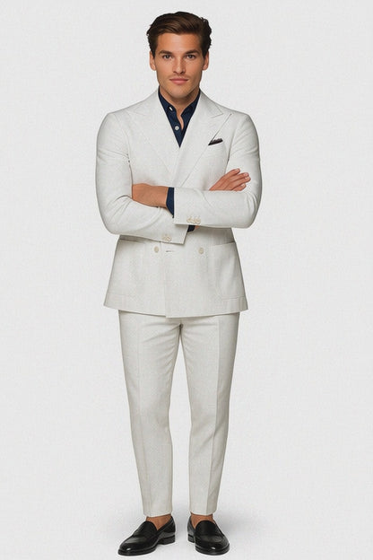 Linen Suit - Mens Summer Suits in White - Beach  Wedding 4 Button