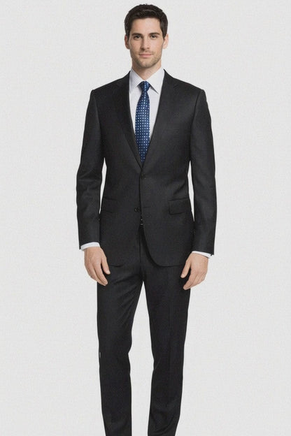 Bertolini 3Pc Wool & Silk Solid Black Suit