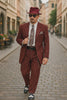 Burgundy Pinstripe Zoot Suit – 3 Piece 1920s/1930s Gangster Outfit (Jacket and Pants and Vest)  Vintage Fashion