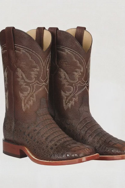 Botas Cuadrada de Cocodrilo Caiman Lomo Gasso