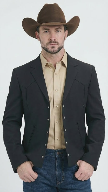 Mens Black Western Blazer Set – Cowboy Style Formal Jacket and Pants Outfit Country Western Suit