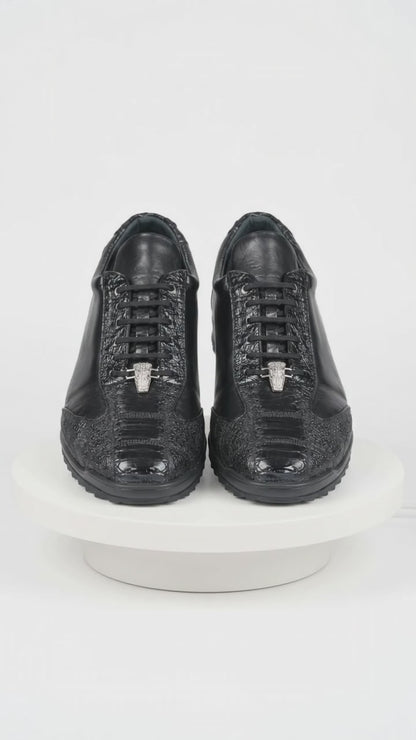 Sneaker de Piel de Avestruz Negro  Pata