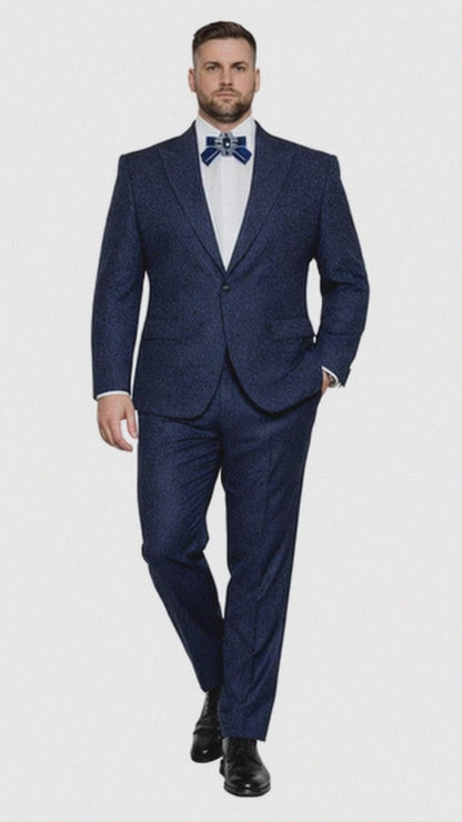 Seersucker Suit Peak Lapel Suit in Color "Navy Blue" - Summer Fabric Tone on Tone Shadow Stripe By Rossiman