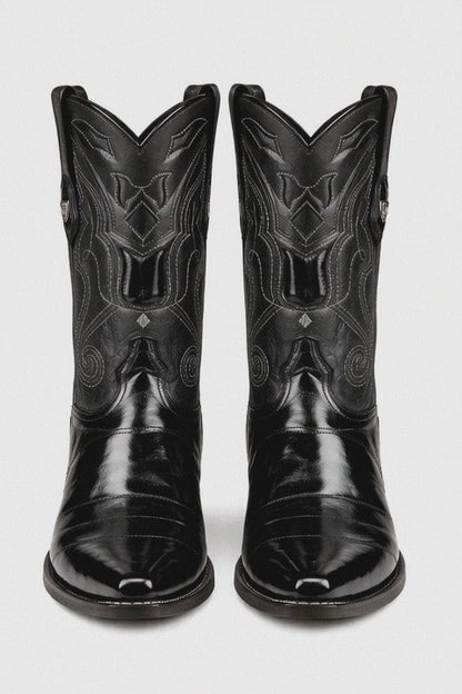 Mens Eel Black Pointy Mexican Boots