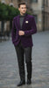 Men’s Purple Velvet Blazer – Luxury Slim Fit Formal Jacket with Black Satin Trim Tuxedo Dinner Jacket