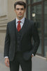 Mens Vested Gangster Pinstripe 1920's Suit in Black