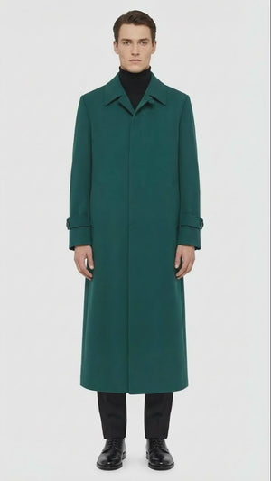 Men’s Full-Length Green Overcoat