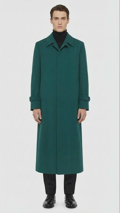 Men’s Full-Length Green Overcoat