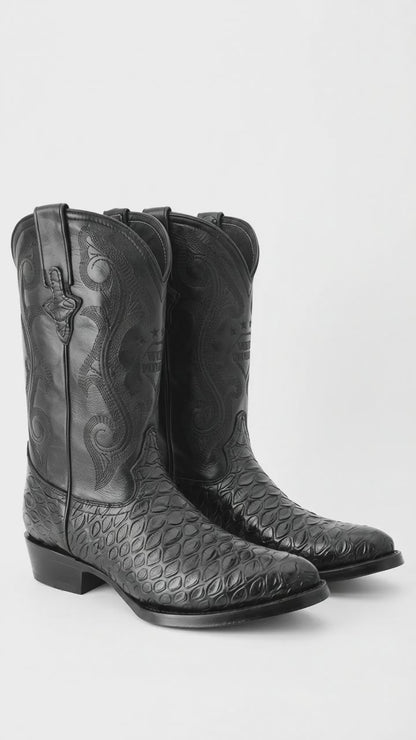 White Diamond Men’s Black Anteater Print Western Boots – J-Toe Cowboy Dress Boots