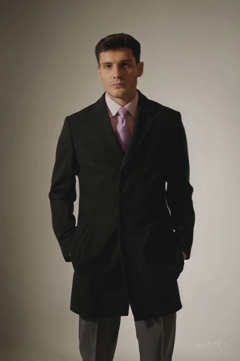 Men's Heavy Wool Overcoat – Classic Full Length Winter Topcoat