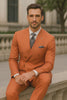 Men’s Orange Pinstripe Double-Breasted Suit – Stylish Formalwear