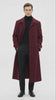 Men’s Full-Length Burgundy Overcoat – Microfiber 4 season fabric  Long Formal Coat with Classic Tailored Maxi Duster Coat