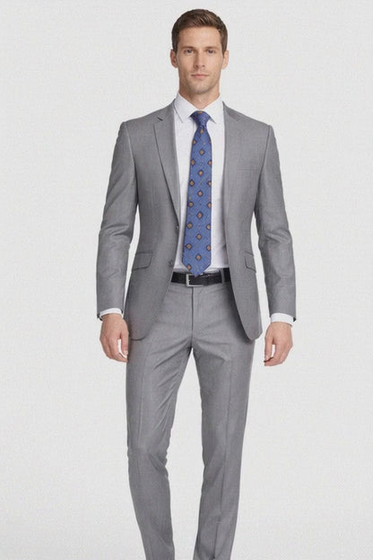 Bertolini 2Pc & 3PC Lt. Gray Two-button Wool & Silk Blend Suit