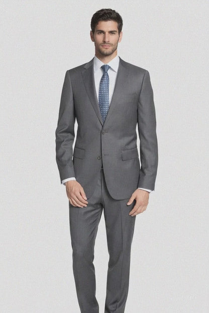 Bertolini 2PC Gray Two-button Suit Wool & Silk