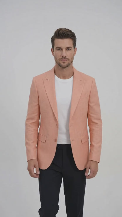 Men’s Peach Blazer – Modern Fit Wedding, Summer, Business Casual & Smart Casual Sport Coat