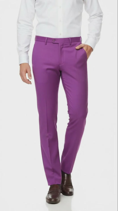 Mens Slim Fit Light Purple Dress Pants – Modern Formal Trousers for Business, Weddings and Parties