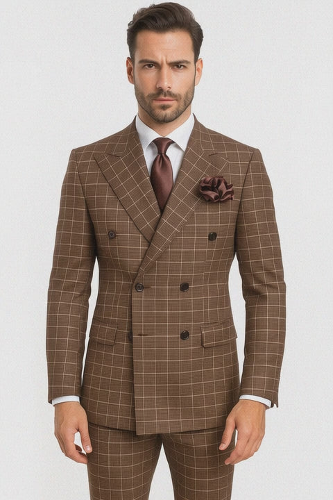 Classic Fit in Brown Plaid Color by Rossiman