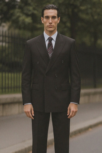 Mens Steve Harvey Brand Suit Double Breasted in Color Black Modern Fit