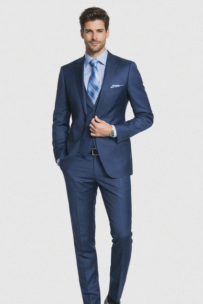 Bertolini Wool & Silk 2Pc French Blue Suit