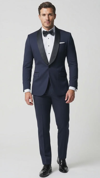 Men’s Father of the Bride Tuxedo Suit – Shawl Lapel Wedding Suit in Black, Navy or Hunter Green