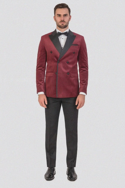 Burgundy Velvet Double Breasted Tuxedo Jacket – Wedding & Prom