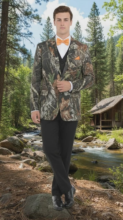 Mens Camo Sport Jacket - Camouflage Blazer - Camo Sport Coat in Green and Brown Color