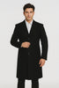 Men's Black Wool Overcoat – 3 Button Ankle Length Winter Dress Coat