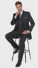 Men’s Three Button Suits -  Navy Blue Pinstripe Three-Piece Suit – Classic Business and Formal Wear with Tailored Fit
