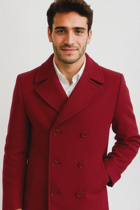 Men's Big & Tall Wool Peacoat – Classic Double Breasted Overcoat Style