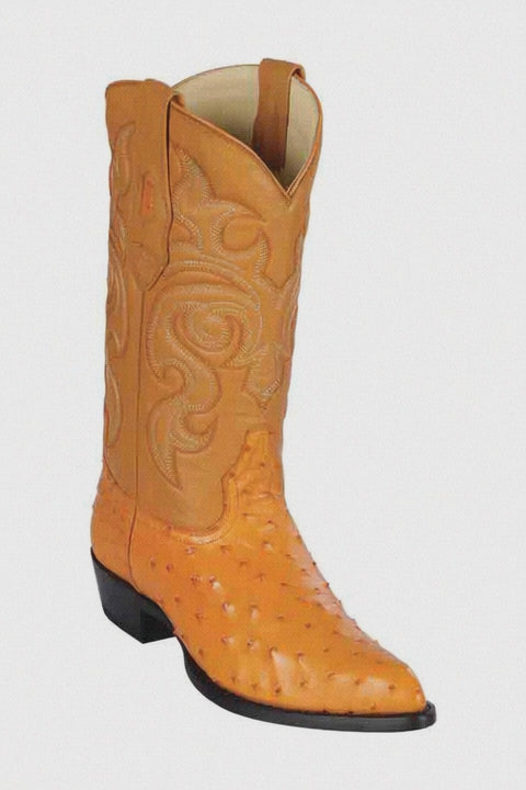 Los Altos Men's Yellow Gold Buttercup Genuine Full Quill Ostrich Boots