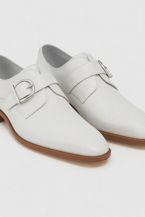 Mens Carrucci Classic Leather Fade Single D-Buckle Monk Strap Dress Shoe in Chestnut