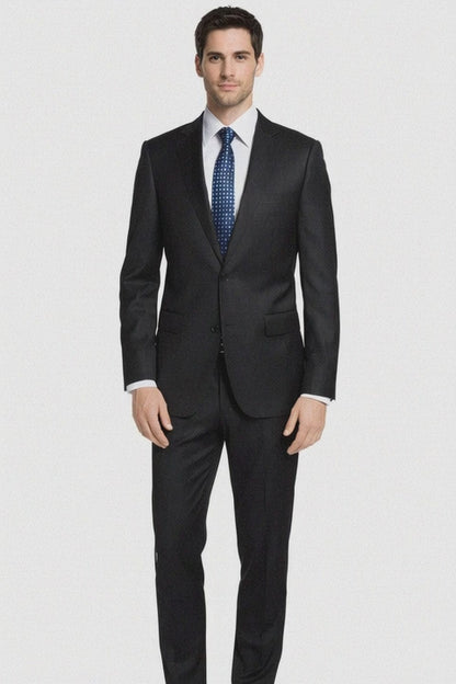 Bertolini 3Pc Wool & Silk Solid Black Suit