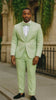Men’s Mint Green Tuxedo Suit – Slim Fit Shawl Lapel with Matching Bow Tie in Sage Green Color - Light Green