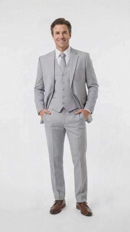 Dad and Son Suit – Father and Son Matching Light Gray 3-Piece Wedding Suits in Very Light Grey - Silver Ash Color