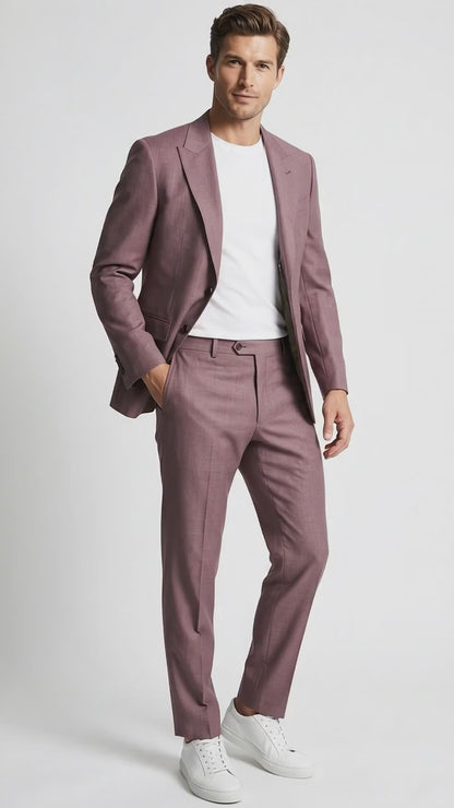 Men’s Mauve 2-Piece Suit – Classic Two-Button Wedding, Prom and Business Suit