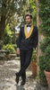 Men’s Black and Gold Jacquard Tuxedo Suit – Luxury Slim Fit Formal Wedding, Prom, and Gala Outfit