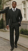 Mens Tiglio Rosso Suit - Wide Leg Baggy Pants - 100% Wool  Black Three-Piece Suit with Double-Breasted Vest and Peak Lapel