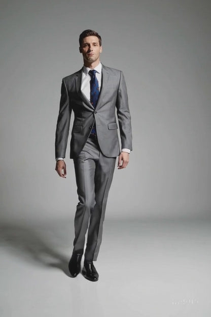 Bertolini 2Pc & 3PC Lt. Gray Two-button Wool & Silk Blend Suit