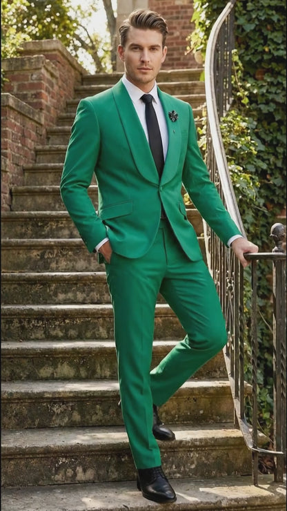 Men’s Augusta Green Emerald Light Green Suit – Slim Fit 2 Piece Formal Suit for Wedding, Prom and Evening Events