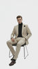 Mens Sand Beige Velvet Tuxedo Suit – 2 Piece Slim Fit Blazer and Pants Formal Set - Winter Fabric Natural Color