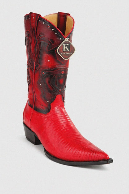Men's King Exotic Boots Teju Lizard 3x Toe Red (495vf0712)