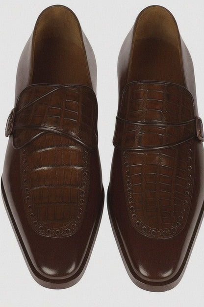 Lombardy Caiman Belly & Calfskin Monkstrap Dress Shoe