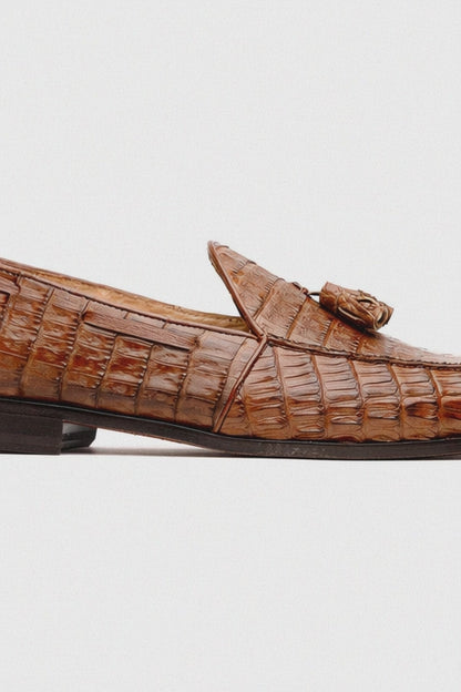 Marco Di Milano Bianchi Bay Apache Caiman Crocodile Tassel Loafers