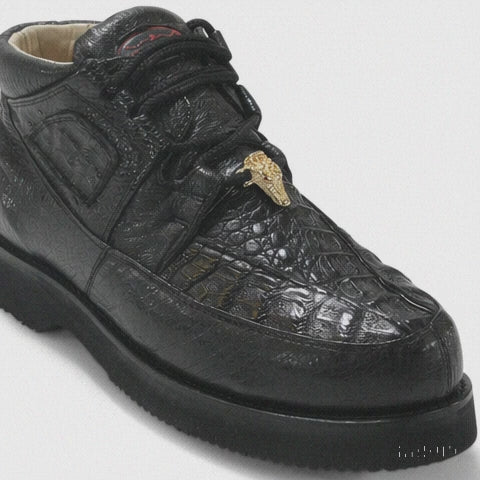Los Altos Casual Black Caiman Belly & Ostrich Shoes