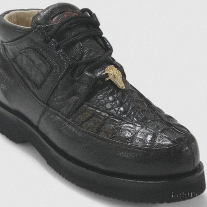 Los Altos Casual Black Caiman Belly & Ostrich Shoes