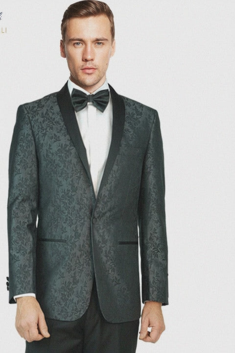 Shawl Jacquard Tuxedo by Giorgio Fiorelli in Burgundy, Gray