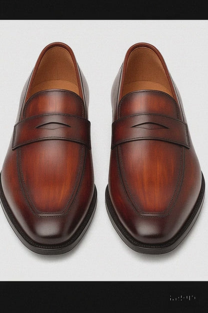 Avenue Rubber Sole Penny Cognac/Rust Men’s Loafer Shoes By Mezlan Made In Spain Brand