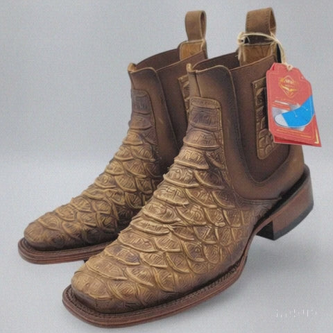 Square Toe Ankle Boots Python Print Oryx