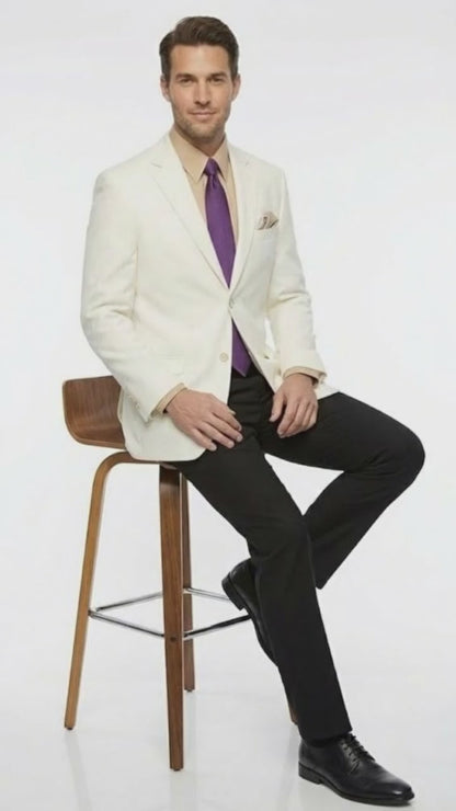 Men’s White Blazer Jacket – Classic Fit Formal Sport Coat with Gold Buttons